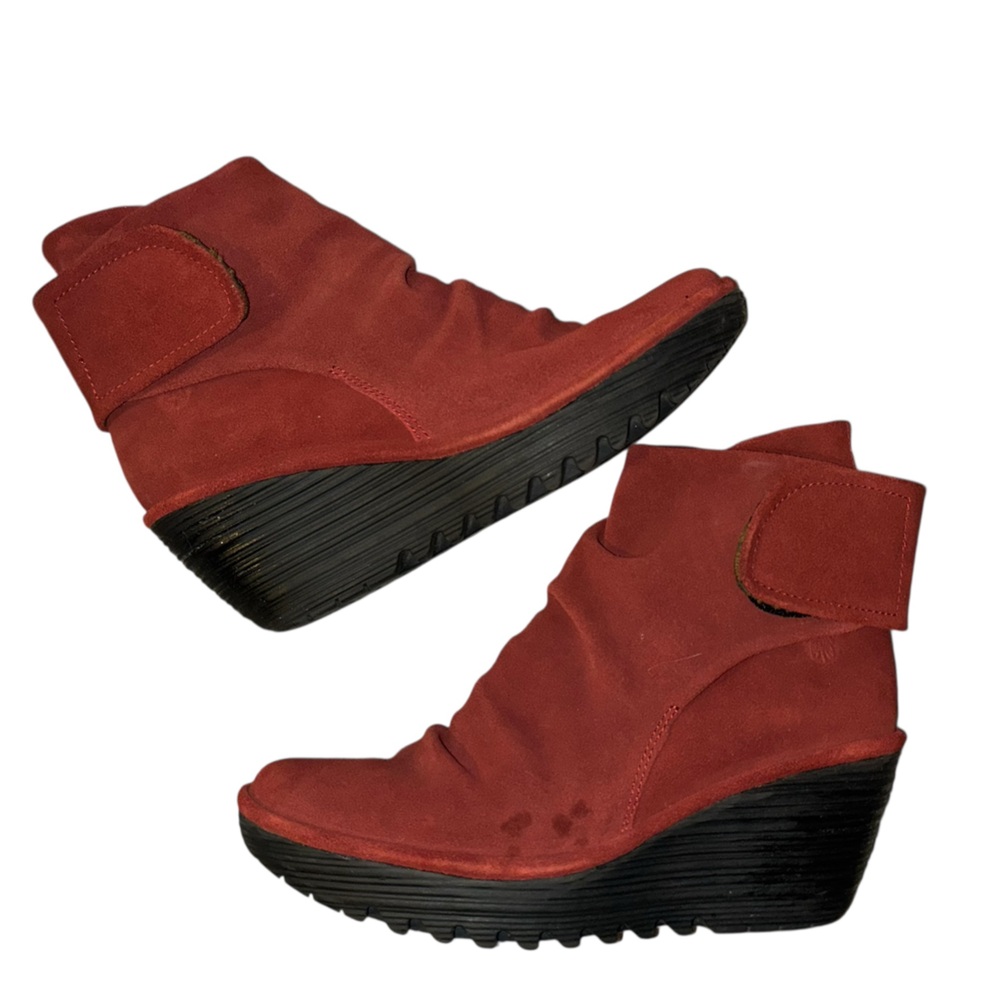 Fly London Yama Red Suede Ankle Boots 38